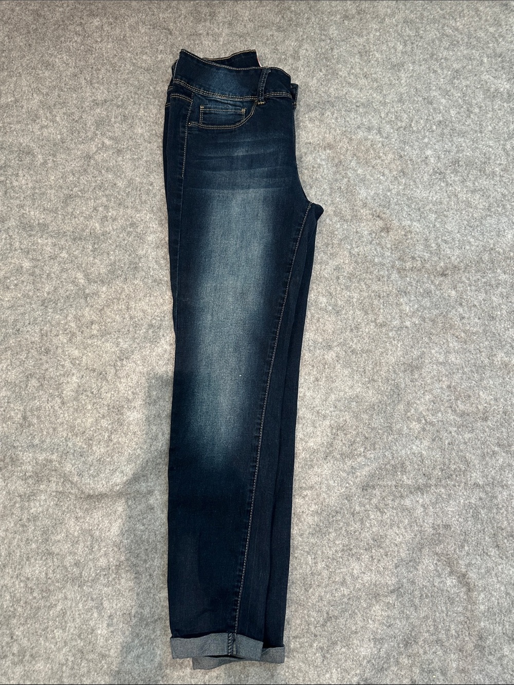 YMI Mid Rise Ankle Skinny Jeans Dark Wash Stretch Cuffed Hem Size 7